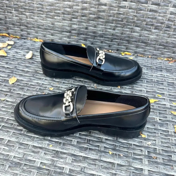 H&M Women’s Black Leather Loafers Size 9 - Picture 6 of 12